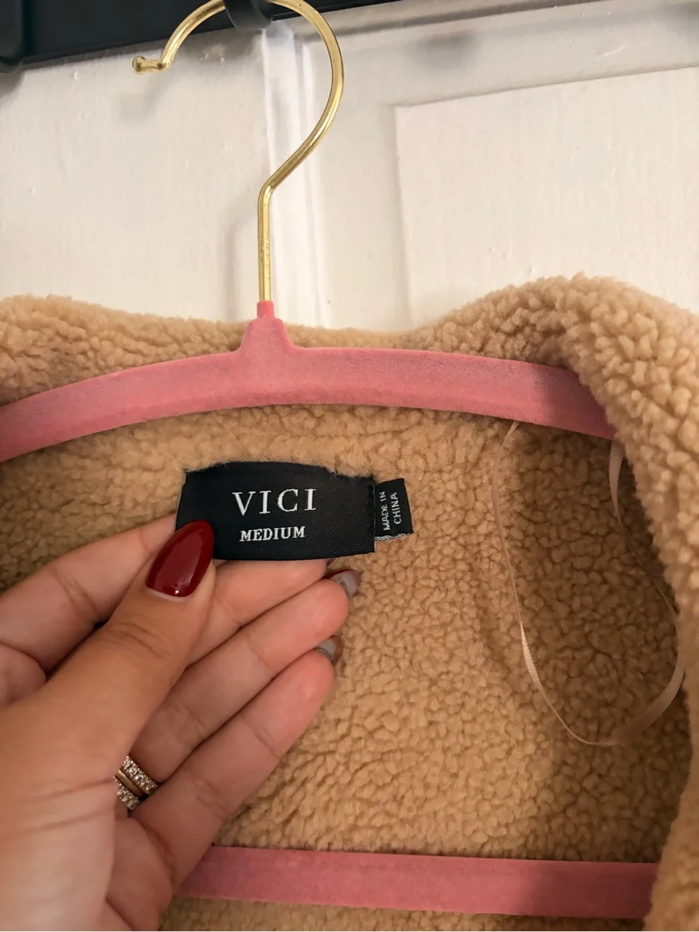 VICI Two-Tone Tan Suede Teddy Shearling Jacket